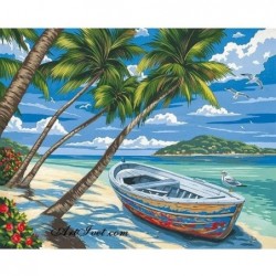 Картина по номера -Лодка под палмите