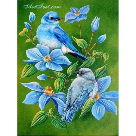 
     Картина по номера -Сини птици