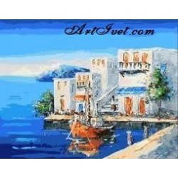 Картина по номера -Морски изглед от Гърция
