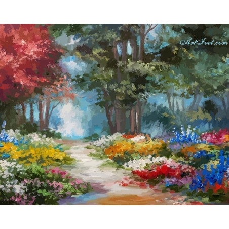 
     Картина за рисуване по номера - Цветната поляна до гората