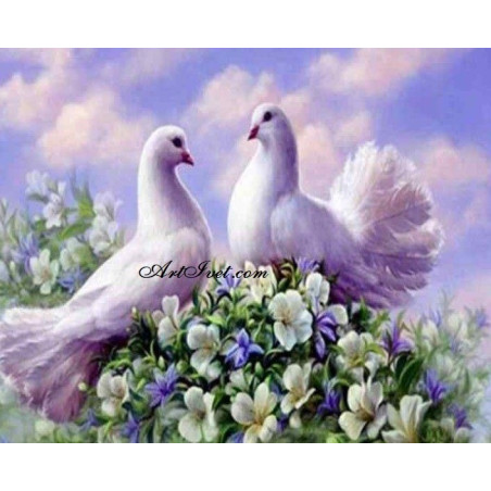 
     Картина за рисуване по номера - Два бели гълъба