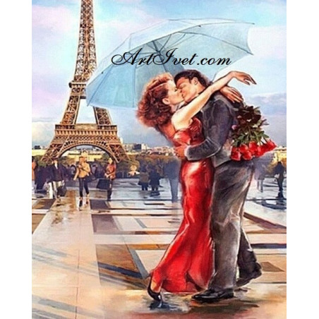 
     Картина за рисуване по номера - Любов в Париж