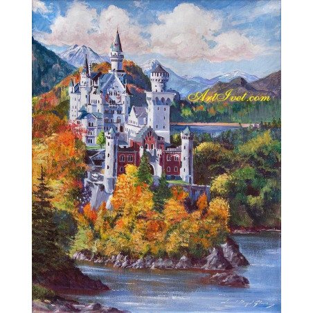 
     Картина за рисуване по номера -  Замък край планинското езеро