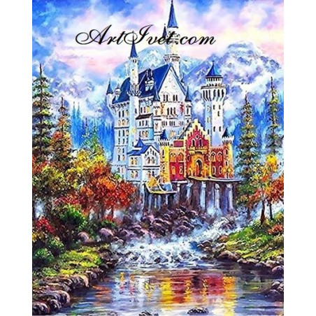 
     Картина за рисуване по номера - Замък край сините планини