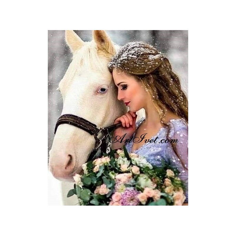 Картина по номера - Снежната принцеса и белият кон