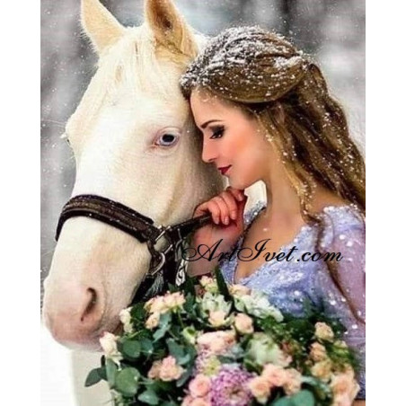 
     Картина по номера - Снежната принцеса и белият кон
