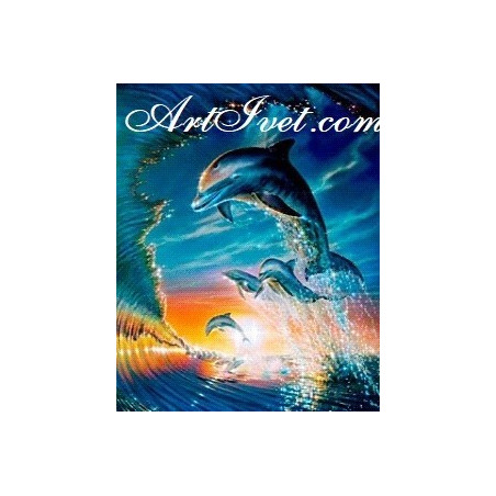 
     Картина по номера - Делфин сред морската шир