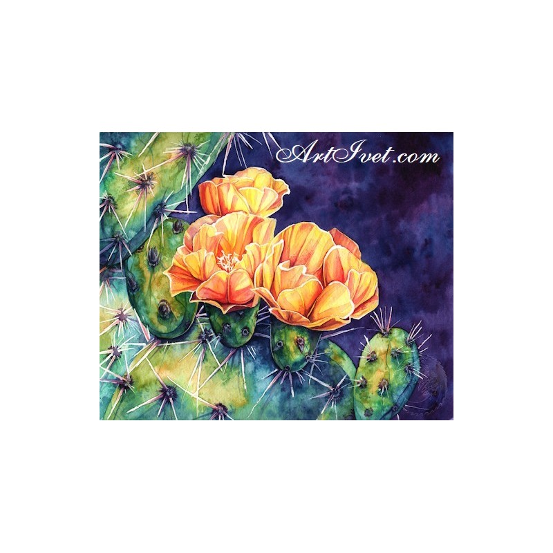 Картина по номера - Оранжевите цветове на кактуса