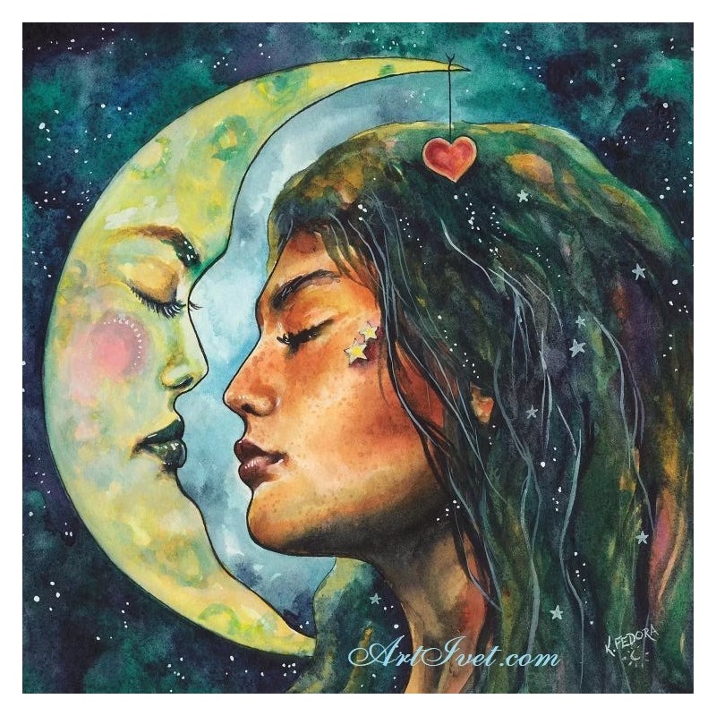 Картина по номера -Луната и лунното момиче