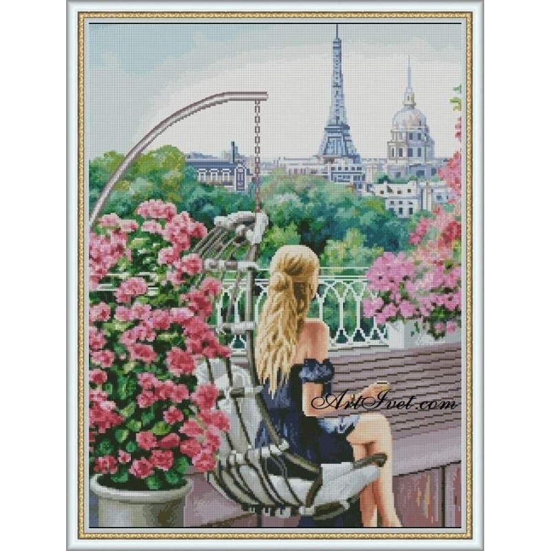 Картина по номера - На балкона ми в Париж