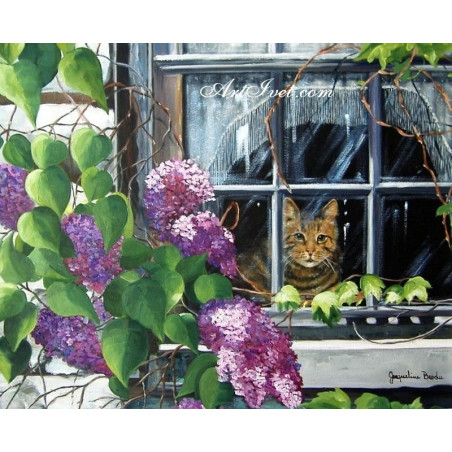 
     Картина по номера - Котето на прозореца