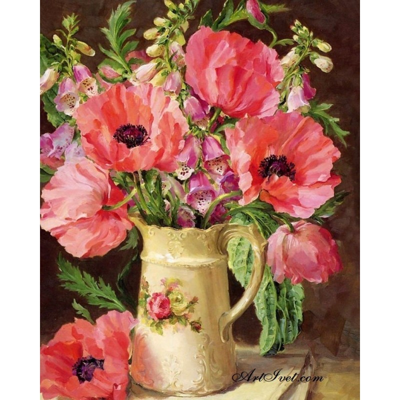 Картина по номера -Кана с летни цветя