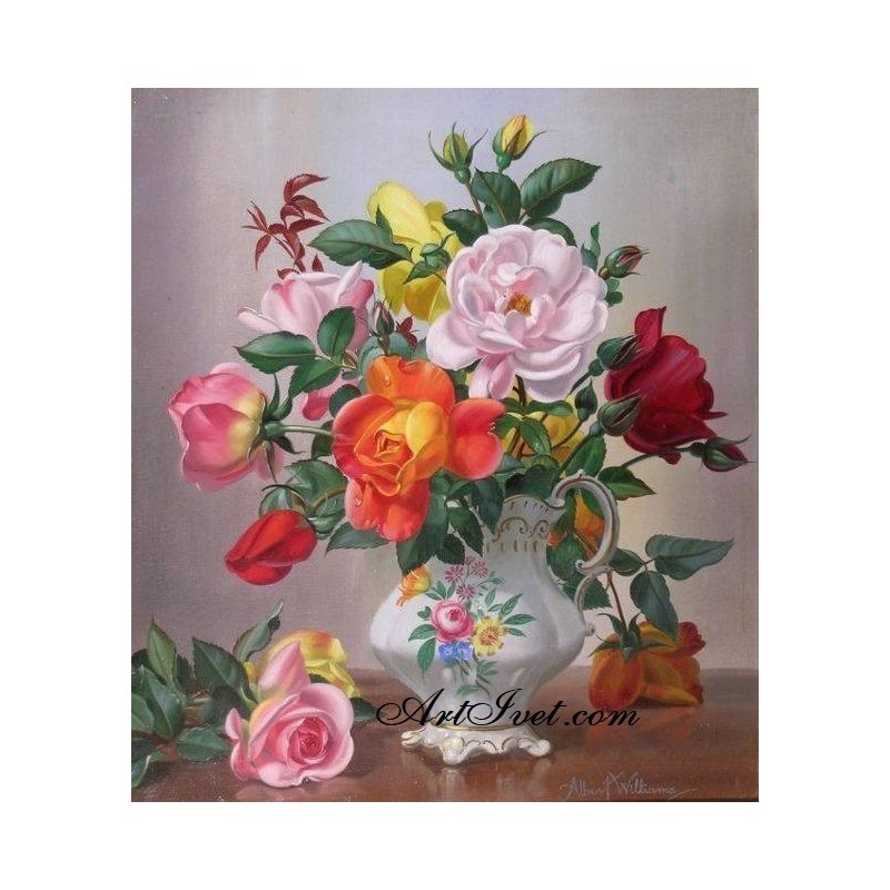 Картина по номера - Букет от рози за красивата дама