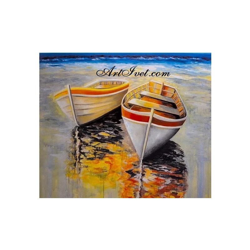 Картина по номера - Лодките и залеза