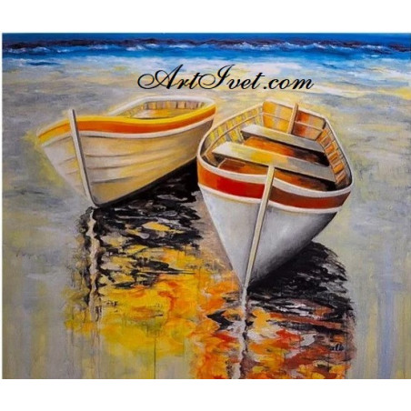 
     Картина по номера - Лодките и залеза