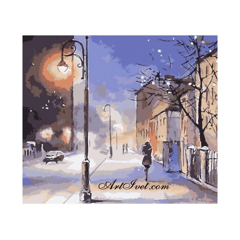 Картина по номера - Зимна нощ в града