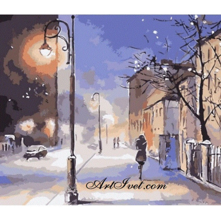 
     Картина по номера - Зимна нощ в града