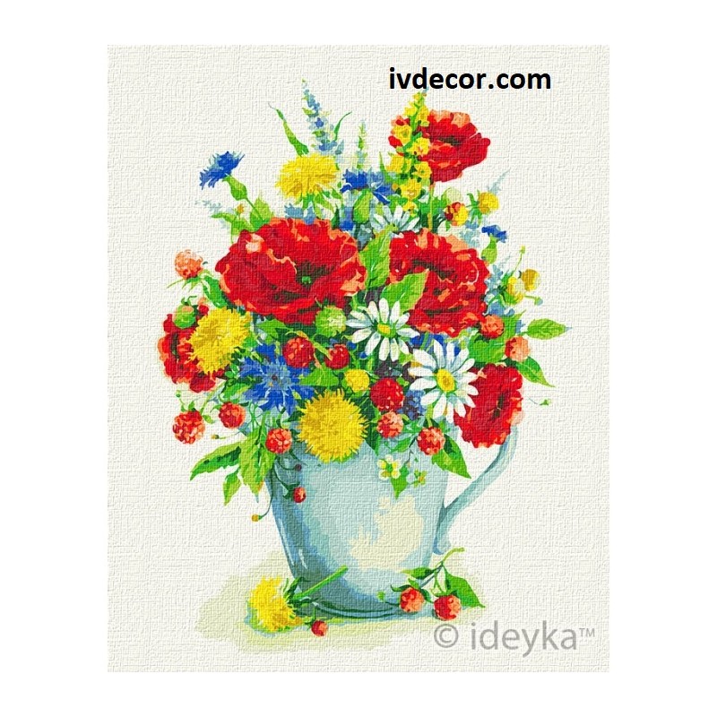 Картина по номера - Бяла кана с пролетни цветя