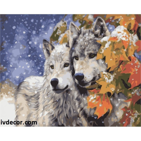 
     Картина по номера - Вълци в снега