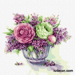 Рисуване по номера - С аромат на люляк и рози