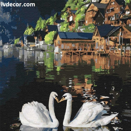 
     Рисуване по номера - Влюбени лебеди
