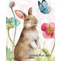 Рисуване по Номера - Зайче и пеперуда сред цветята