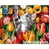 Рисуване по Номера - Коте сред лалетата
