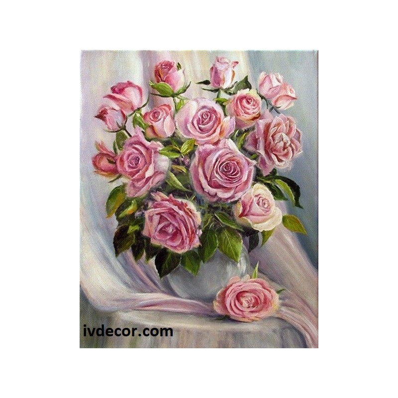 Рисуване по Номера - Розови рози за романтика