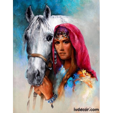 
     Рисуване по номера - Алгара и нейният приятел белият кон