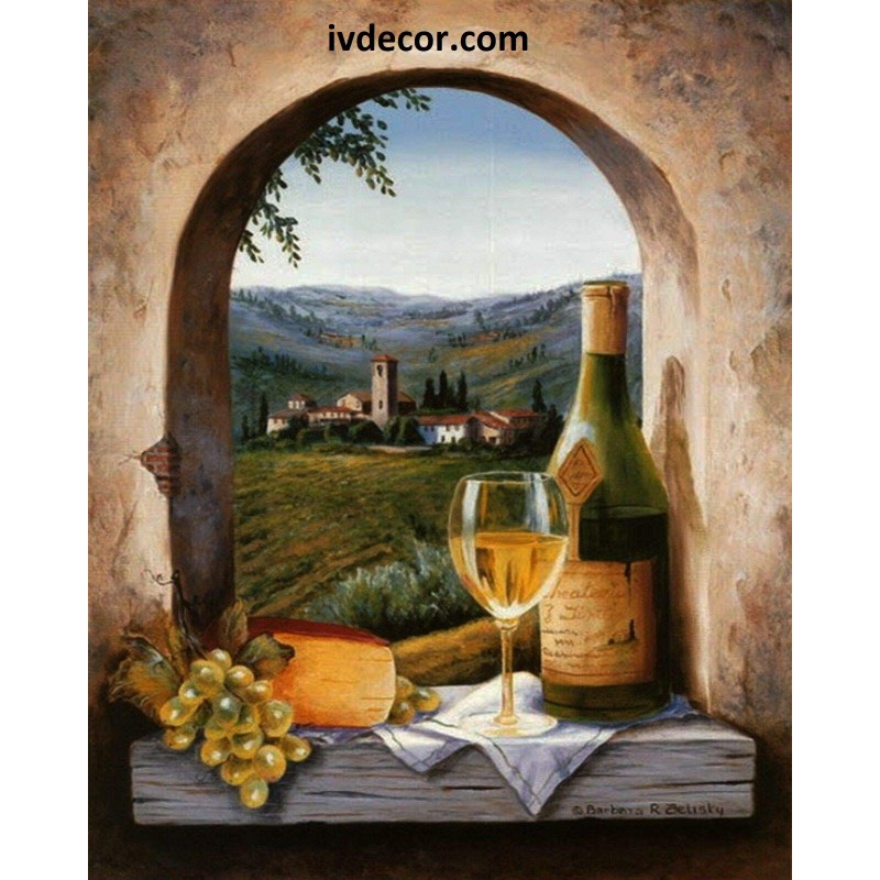 Рисуване по номера - Натюрморт с вино и сиренце