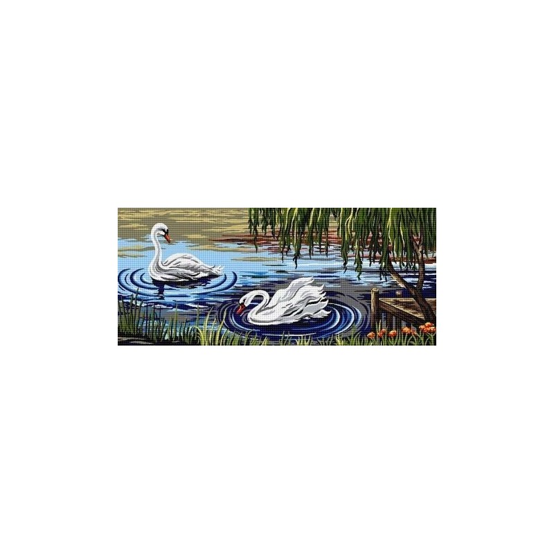 Гоблен със схема Лебеди в  езерото