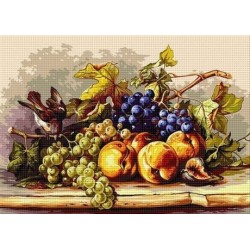 Гоблен със схема Натюрморт с врабче и плодове