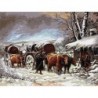 Гоблен  Зимен керван с волски каруци