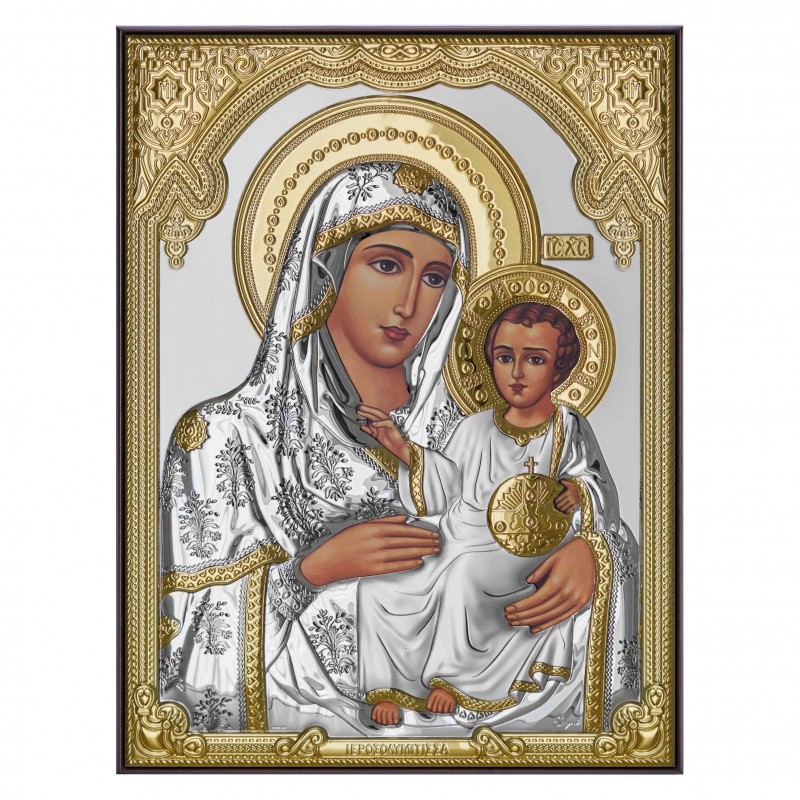Сребърна Икона Богородица с младенец
