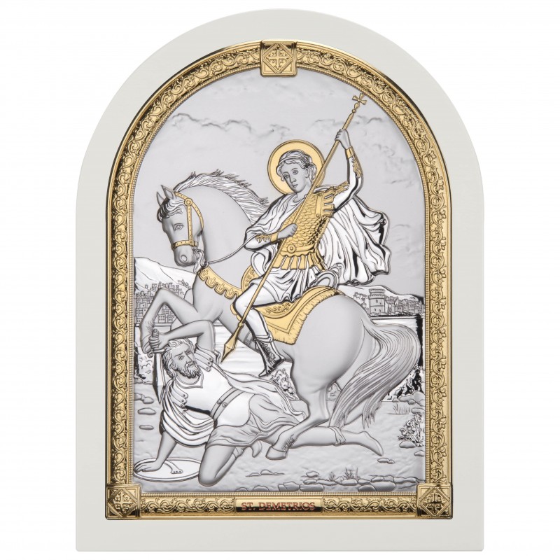 Сребърна Икона Свети Димитър