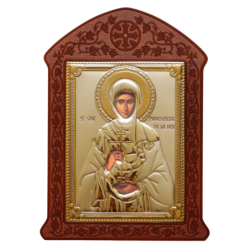 Сребърна Икона - Света Петка с MDF дърворезба