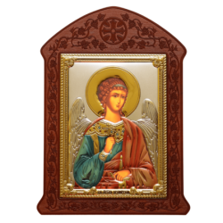 Сребърна Икона - Свети Ангел Хранител с MDF дърворезба