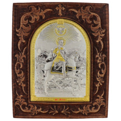 Сребърна Икона - Свети Мина на дърворезба