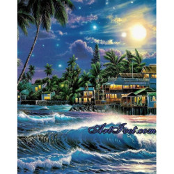 Рисуване по Номера (пълен комплект) - Красива хавайска нощ