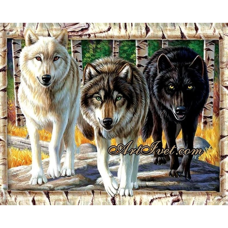 Рисуване по Номера (пълен комплект) - Трите вълка