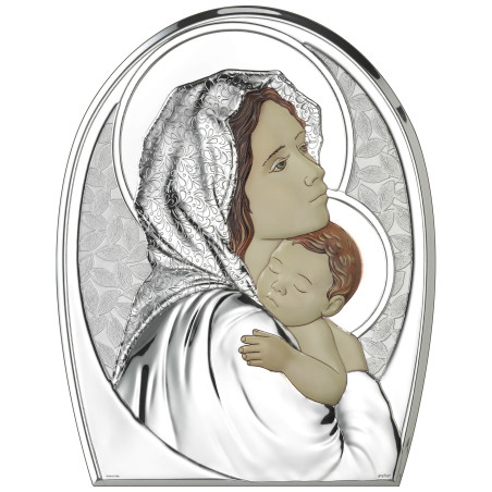 
     Сребърна Икона - Богородица с младенец