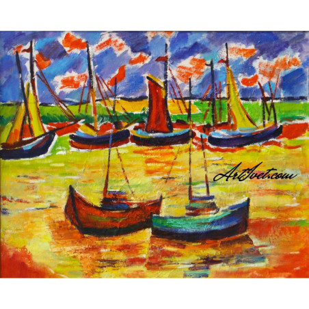 
     Картина по номера - Лодки в златното море