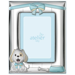 Сребърна  Детска рамка за снимки - кученце