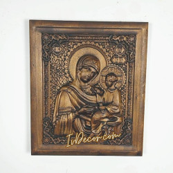 Икона дърворезба - Икона Богородица - Тихквинска