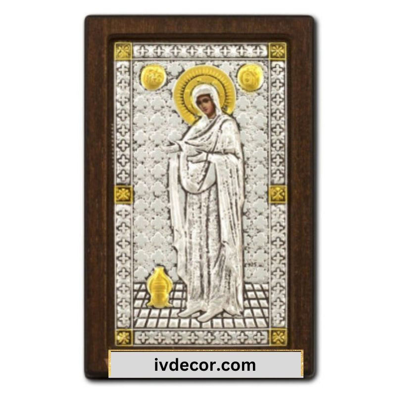 Икона Сребро 925 - Богородица Геронтиса - 8x13 cm