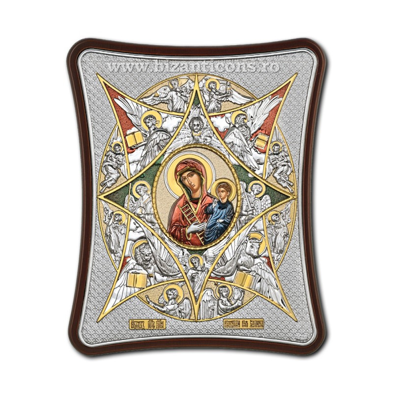 Сребърна икона - Богородица Горящ Храст 8,5x10 cm