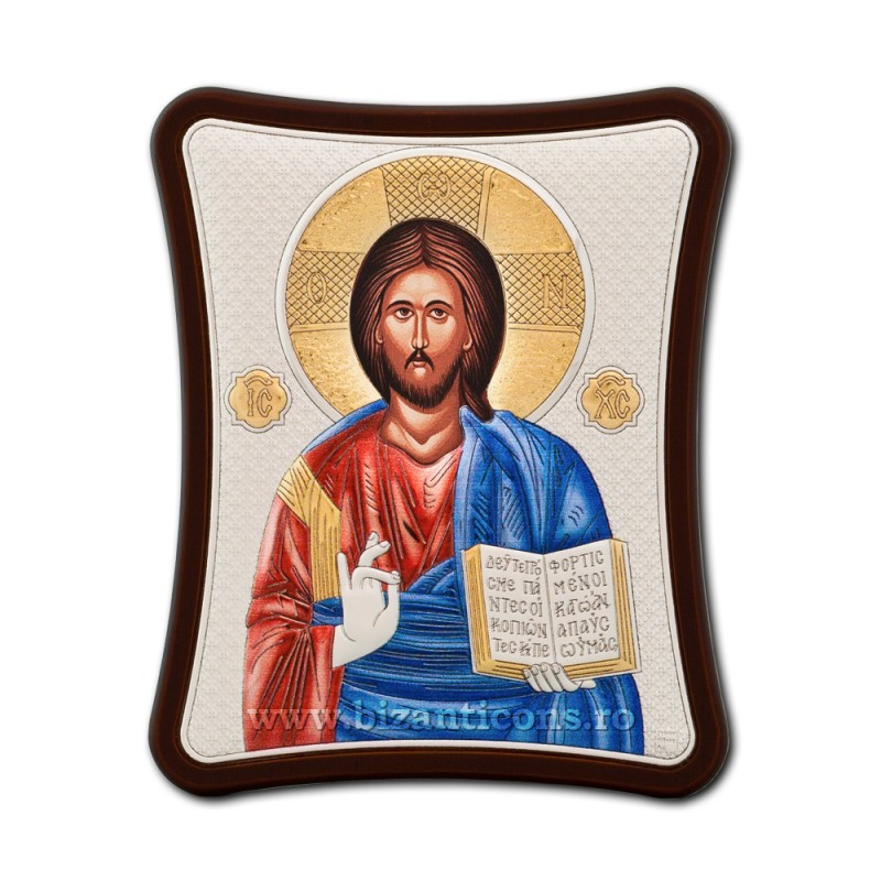 Сребърна икона – Спасителят Пантократор 12,5x15,5 cm