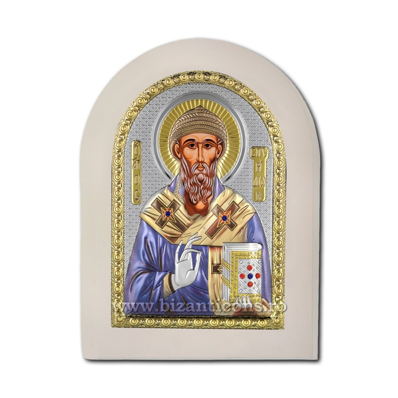 Сребърна икона – Свети йерарх Спиридон 10x14 cm