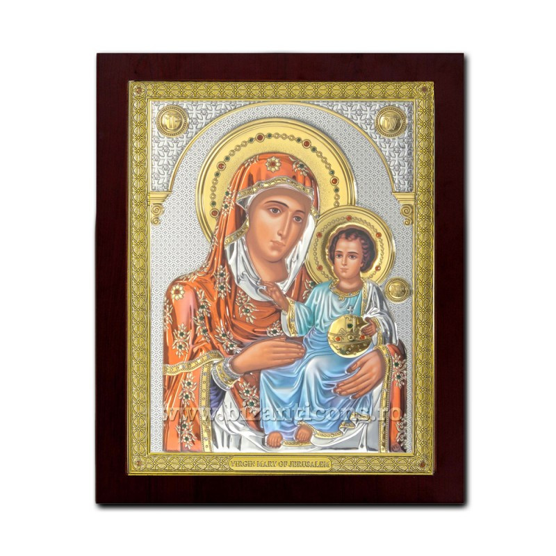 Сребърна икона – Божията Майка от Йерусалим 30x37 cm