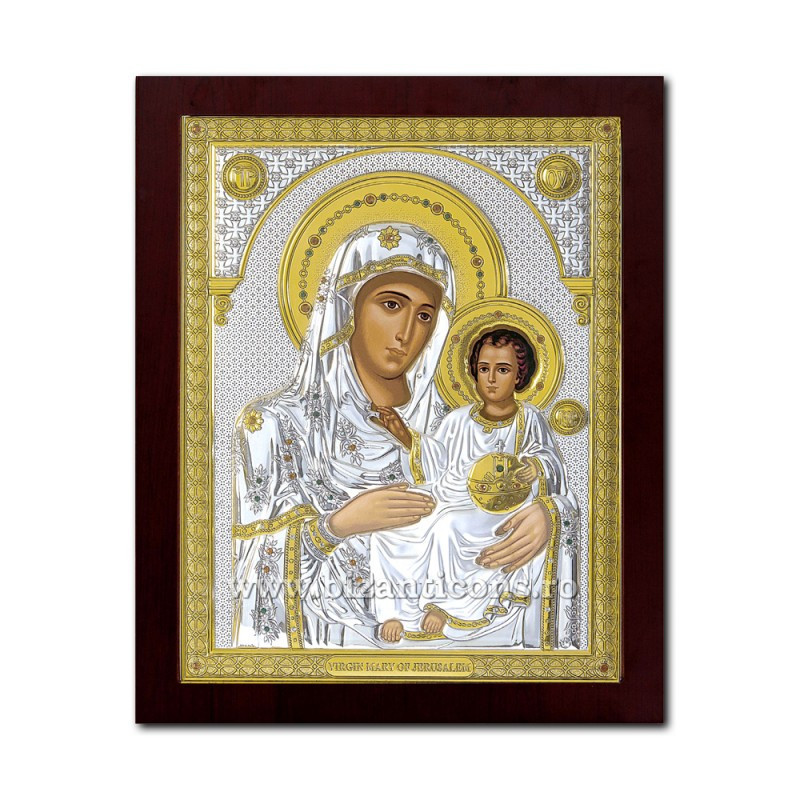 Сребърна икона - Богородица от Иерусалим 43x53 cm